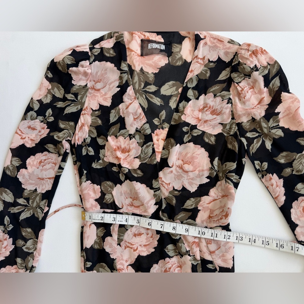 Reformation Black Maxi Dress with Pink Floral Print - Picture 10 of 11